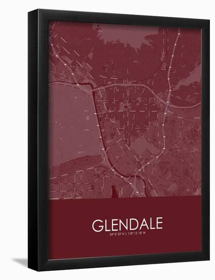 Glendale, United States of America Red Map-null-Framed Poster