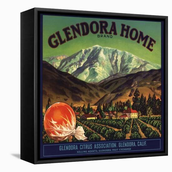 Glendora Home Brand - Glendora, California - Citrus Crate Label-Lantern Press-Framed Stretched Canvas