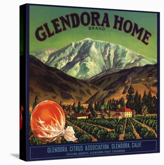 Glendora Home Brand - Glendora, California - Citrus Crate Label-Lantern Press-Stretched Canvas