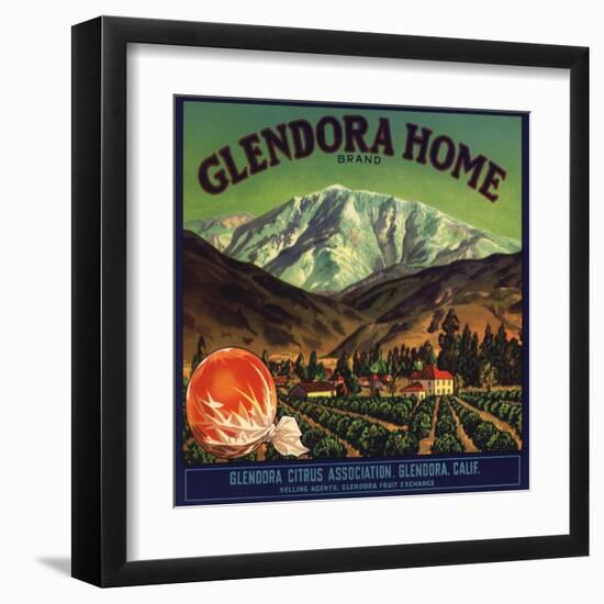 Glendora Home Brand - Glendora, California - Citrus Crate Label-Lantern Press-Framed Art Print