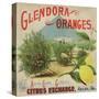 Glendora Oranges Brand - Azusa, California - Citrus Crate Label-Lantern Press-Stretched Canvas