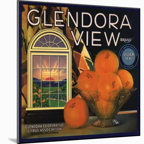 Glendora View Brand - Glendora, California - Citrus Crate Label-Lantern Press-Mounted Art Print