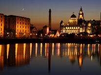 Night View of Albert Dock and the "Three Graces," Liverpool, United Kingdom-Glenn Beanland-Laminated Photographic Print