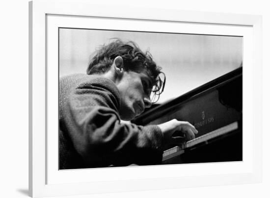 Glenn Gould performing with the Berlin Philharmonic Orchestra under Herbert von Karajan.Berlin1957-Erich Lessing-Framed Photographic Print