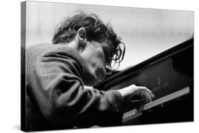 Glenn Gould performing with the Berlin Philharmonic Orchestra under Herbert von Karajan.Berlin1957-Erich Lessing-Stretched Canvas