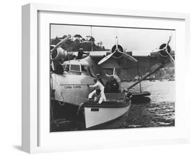 Glenn Martin with China Clipper - Catalina 25th Anniversary Photograph-Lantern Press-Framed Art Print