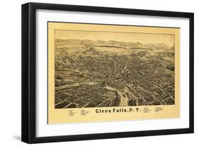 Glens Falls, New York - Panoramic Map-Lantern Press-Framed Art Print