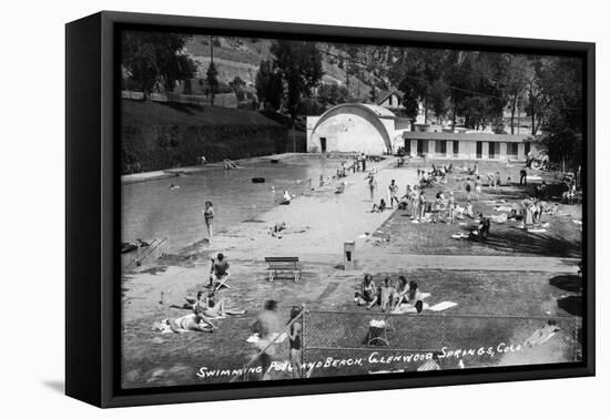 Glenwood Springs, Colorado - Swimming Pool and Beach-Lantern Press-Framed Stretched Canvas