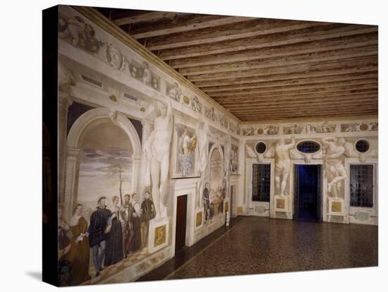 Glimpse of Central Hall with Frescoes-Giovanni Antonio Fasolo-Stretched Canvas