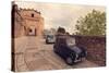 Glimpse of Spello with Vintage Cars in the Foreground, Spello, Perugia District, Umbria, Italy-ClickAlps-Stretched Canvas