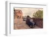 Glimpse of Spello with Vintage Cars in the Foreground, Spello, Perugia District, Umbria, Italy-ClickAlps-Framed Photographic Print