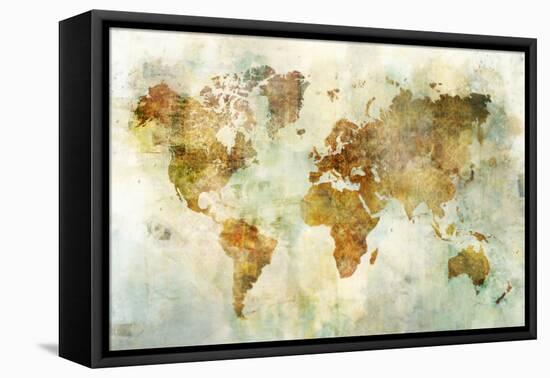 Global Patterned Map-Ken Roko-Framed Stretched Canvas