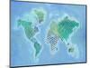 Global Patterned World Map-Arnie Fisk-Mounted Art Print