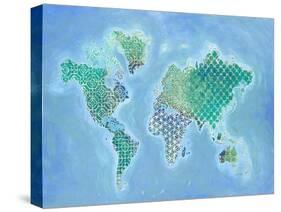 Global Patterned World Map-Arnie Fisk-Stretched Canvas