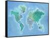 Global Patterned World Map-Arnie Fisk-Framed Stretched Canvas