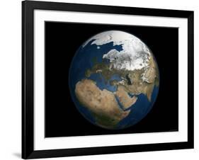 Global View over Europe and Scandinavia Showing Arctic Sea Ice-Stocktrek Images-Framed Photographic Print
