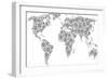 Global World Map Concept Combined of Boat Steering Wheel Icons. Vector Boat Steering Wheel Items Ar-Aha-Soft-Framed Art Print