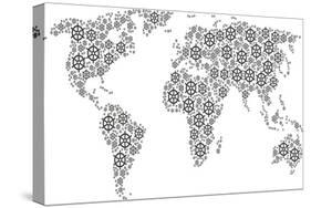 Global World Map Concept Combined of Boat Steering Wheel Icons. Vector Boat Steering Wheel Items Ar-Aha-Soft-Stretched Canvas