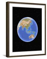 Globe against starfield-Matthias Kulka-Framed Giclee Print