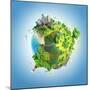 Globe Concept Showing a Green, Peaceful and Idyllic Life Style in the World in a Cartoon Style-Pablo Scapinachis-Mounted Art Print