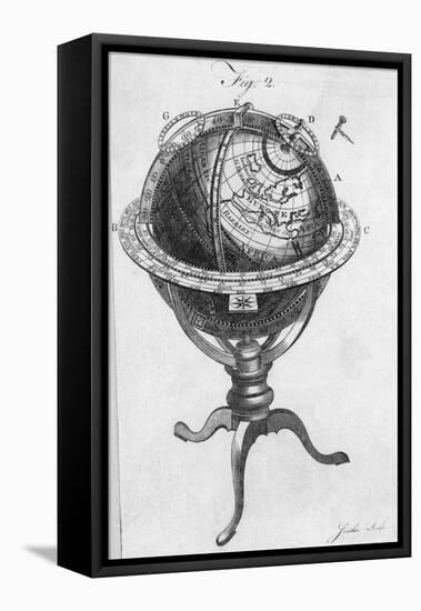 Globe on Stand 18Th Century Engraving-null-Framed Stretched Canvas