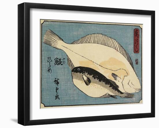 Globefish and Flounder, 1830-1844-Utagawa Hiroshige-Framed Giclee Print