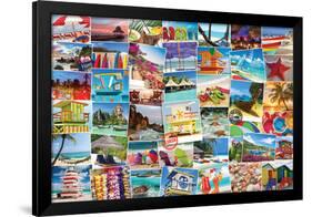 Globetrotter Beach Collage-null-Framed Poster