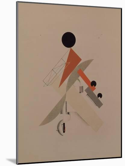 Globetrotter. Figurine for the Opera Victory over the Sun by A. Kruchenykh, 1920-1921-El Lissitzky-Mounted Giclee Print