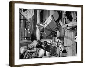 Gloria Pall, in Sexy Outfits and Poses, During TV Show, Voluptua, Living Goddess of Love-George Silk-Framed Premium Photographic Print