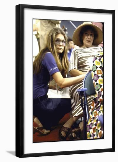 Gloria Steinem Kneeling Down Beside Bella Abzug During the Democratic Convention-null-Framed Photographic Print