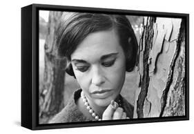 Gloria Vanderbilt Smoking Outside and Showing New Hairdo, 1963-Paul Schutzer-Framed Stretched Canvas