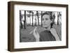 Gloria Vanderbilt Smoking Outside and Showing New Hairdo, 1963-Paul Schutzer-Framed Photographic Print