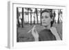 Gloria Vanderbilt Smoking Outside and Showing New Hairdo, 1963-Paul Schutzer-Framed Premium Photographic Print