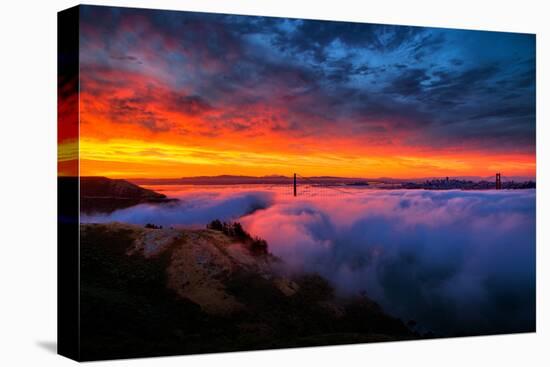 Glorious Epic Sunrise and Fog, Iconic Golden Gate Bridge, San Francisco-Vincent James-Stretched Canvas