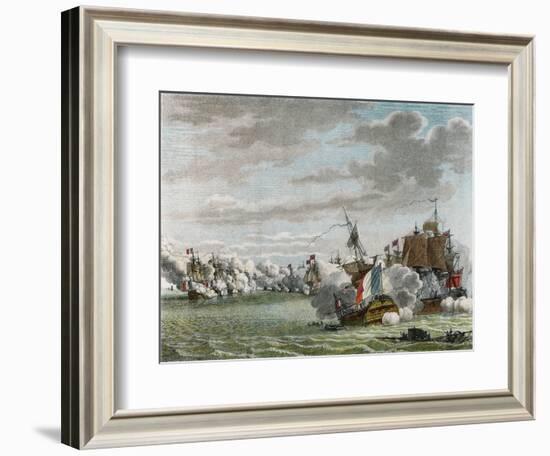 Glorious First of June, the French Fleet Is Defeated by Howe Off Ushant-null-Framed Art Print