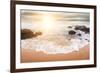 Glorious Sunrise Scene at the Ocean with the Sun, Clouds and a Beautiful Little White Wave on the S-Smileus-Framed Photographic Print