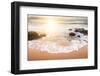 Glorious Sunrise Scene at the Ocean with the Sun, Clouds and a Beautiful Little White Wave on the S-Smileus-Framed Photographic Print