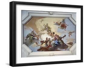 Glory Among the Virtues: Fame, Glory, Justice, Fortitude, Temperance and Prudence, 1734-Giambattista Tiepolo-Framed Giclee Print
