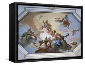 Glory Among Virtues: Fame, Glory, Justice, Fortitude, Temperance and Prudence-Giambattista Tiepolo-Framed Stretched Canvas