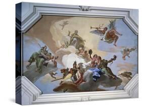 Glory Among Virtues: Fame, Glory, Justice, Fortitude, Temperance and Prudence-Giambattista Tiepolo-Stretched Canvas