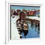 "Gloucester Harbor in Winter," February 4, 1961-John Clymer-Framed Giclee Print