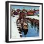 "Gloucester Harbor in Winter," February 4, 1961-John Clymer-Framed Giclee Print