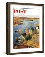 "Gloucester Harbor" Saturday Evening Post Cover, November 14, 1959-John Clymer-Framed Premium Giclee Print