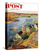 "Gloucester Harbor" Saturday Evening Post Cover, November 14, 1959-John Clymer-Stretched Canvas
