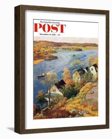 "Gloucester Harbor" Saturday Evening Post Cover, November 14, 1959-John Clymer-Framed Giclee Print