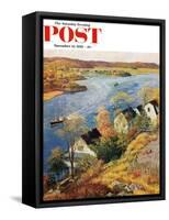 "Gloucester Harbor" Saturday Evening Post Cover, November 14, 1959-John Clymer-Framed Stretched Canvas