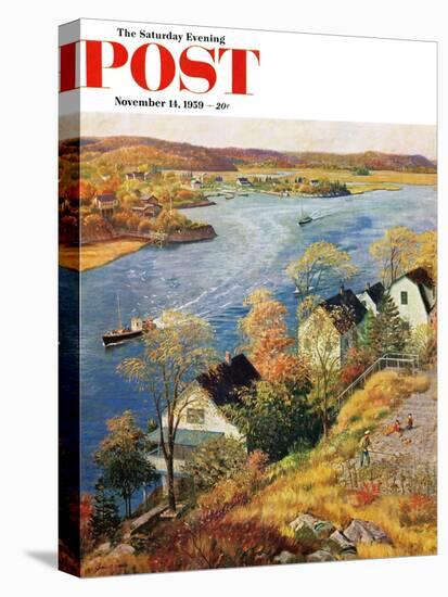 "Gloucester Harbor" Saturday Evening Post Cover, November 14, 1959-John Clymer-Stretched Canvas