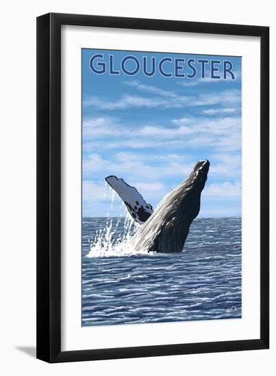 Gloucester, Massachusetts, Humpback Whale-Lantern Press-Framed Art Print