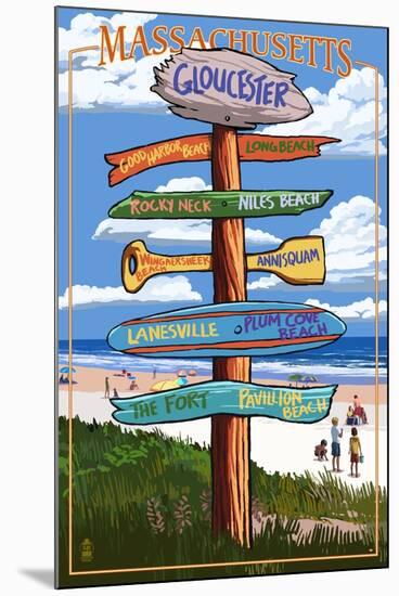 Gloucester, Massachusetts - Sign Destinations-Lantern Press-Mounted Art Print