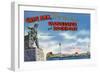 Gloucester, Massachusetts, View of Fisherman's Memorial, Twin Lights-Lantern Press-Framed Art Print